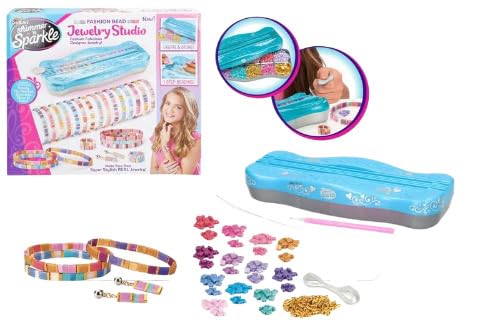 ColorBaby 47911 Shimmer N Sparkle Kit zur Herstellung von Schmuck, Perlen, Ohrringen, Ringen und Armbändern, japanische farbige Perlen, inklusive Designeinheit mit Deckel, Zubehör, für Kinder ab 8 von COLORBABY