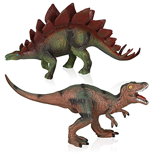 com-four® 2X Dinosaurier aus Kunststoff - prähistorische Spielfiguren - Saurier-Spielzeug für Kinder - robuste Urgiganten - Riesenechsen zum Spielen - Urzeittiere [Auswahl variiert] (2-teilig Dino) von com-four