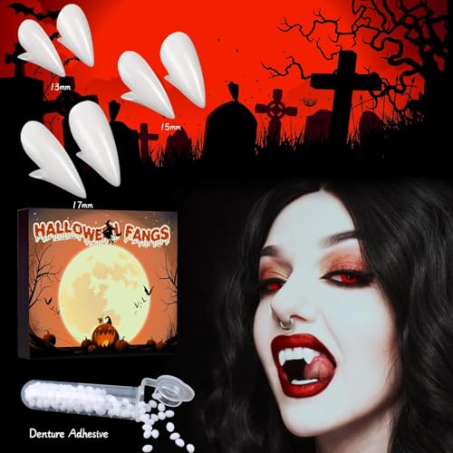 Halloween Vampirzähne Vampirzähne Vampirzähne 3 Paar 3 Größen Vampirzähne für Cosplay, Halloween Vampir Zubehör Party Favors Prop Dekoration für Cosplay von COMBLU