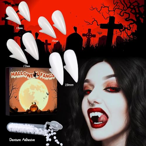 Vampirzähne Halloween Vampirzähne Vampirzähne 4 Paar 4 Größen Vampirzähne für Cosplay, Halloween Vampir Zubehör Party Favors Prop Dekoration für Cosplay von COMBLU