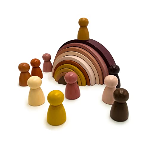 COMCONHMY Montessori Holzspielzeug aus Holz, Regenbogen-Stapelspielzeug, schönes Regenbogen-Stapelspielzeug und Holz-Stapelspielzeug-Set mit Regenbogenblöcken für Spaß und Lernen für Kleinkinder, 20 von COMCONHMY