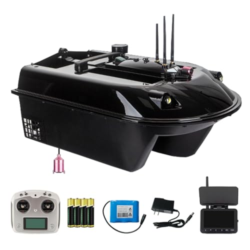 COMETX 500m Wireless RC Fishing Boat (Remote Control Shooter) 8kg Large Capacity Auto Rotation 4 Köderboxen Controlled Shooter Boot with 4.3 inch Monitor von COMETX