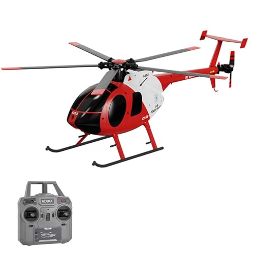 COMETX Ferngesteuerter Hubschrauber, 2,4G 4CH UAV 1:28 Feste Höhe Einzelne Klinge Flybarless Optical Flow Lokalisierung Ferngesteuerter Hubschrauber RTF - Rot von COMETX
