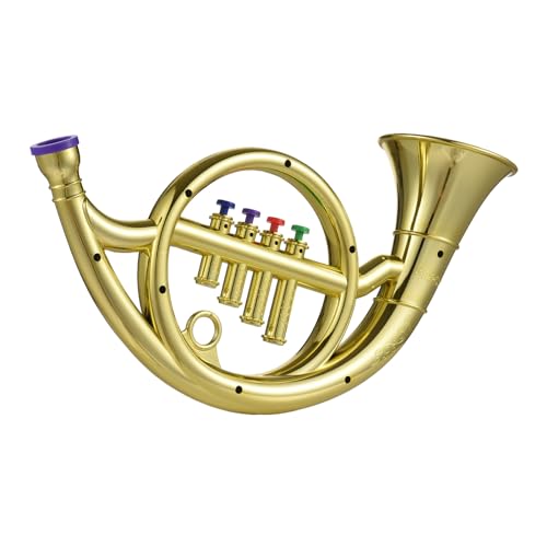 COMETX Französisches Horn Französisches Horn Mit 4 Farbcode Tasten Kinder Musik Ateminstrumente Umweltfreundlich ABS Früherziehung Mimik Horn Für Kinder Babys von COMETX