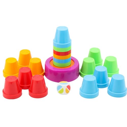 COMFOLIVING Tassenstapelspiel - Interaktive Bunte Speeding Cups-Stapelspiele | Multifunktionales Lernbecher-Stapelset Zur Entwicklung Der Hand-Auge-Koordination Und | Tassenstapelspiel Für Kinder, von COMFOLIVING