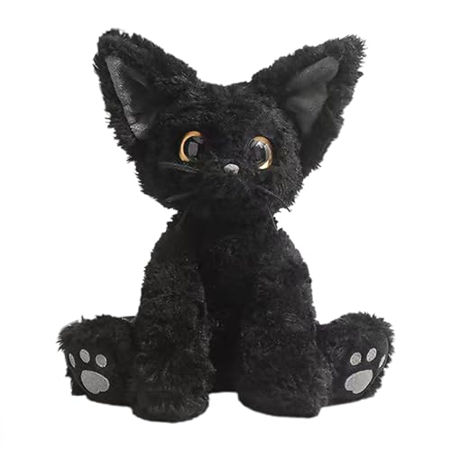 Schwarze Katze Plüsch - Halloween | Süßes Schwarzes Katzentier-Puppenspielzeug | Cartoon-Katze-Stofftier | Plüschtier, Katzenplüsch, Halloween-Plüsch, 23 Cm Großes Kuscheltier-Sofa-Ornament Für von COMFOLIVING