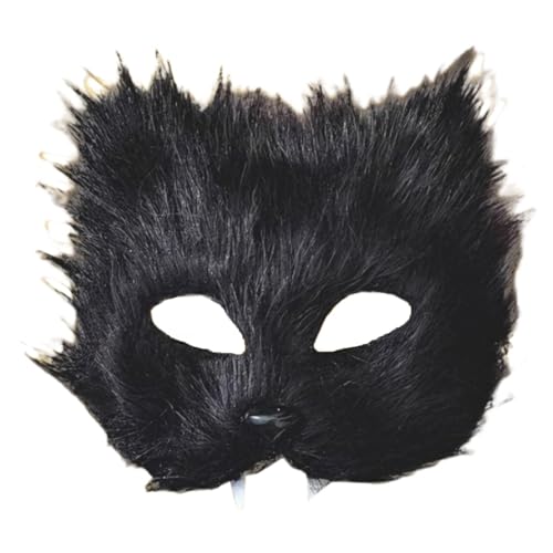 Wolf-Maske – Faux-Wolf-Fell-Kostüm-Masken-Set | 55x9cm Katzengesichtsbedeckung Wolfsmaske | Faux Wolf Halbe Gesichtsabdeckung | Pelziges Kostümset | Pelziges Pfoten- Und Schwanzset Für Den Halloween-F von COMFOLIVING