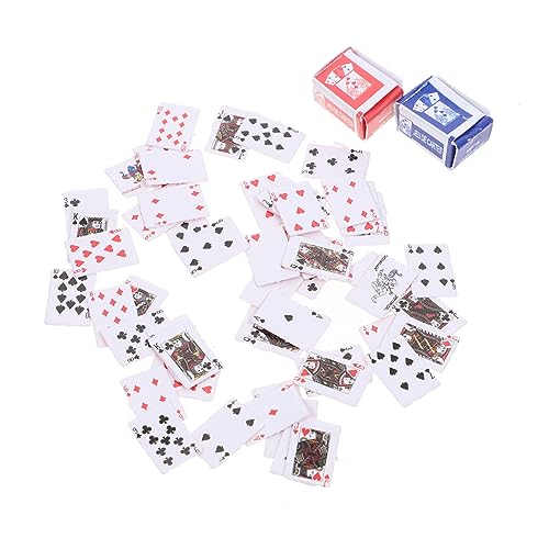 COMNESTBI 2 Stück 1:12 Kleiner Schürhaken kinderspiele Spiele Spielkarten Design Spiele für Board Game Brettspiel-Poker kreative Pokerkarten Mini-Pokerkarte aus Papier von COMNESTBI