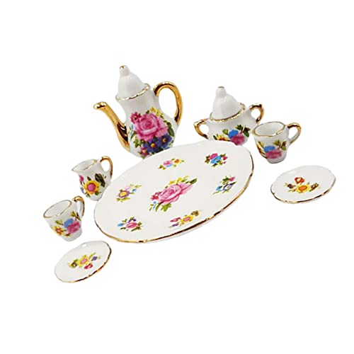 COMNESTBI 8 Stück Mini-Hausschmuck Tasse Teetasse aus Porzellan Mini-Teetassen Mini- Party Miniaturen puppenhauszubehör Keramik-Tee-Set Blumenmuster Tee Set von COMNESTBI