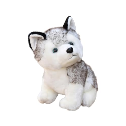 COMNESTBI Plüschtier Kuscheltier kuschelhund hundegeschenk Husky Kuscheltier plüschhund Dog Toys Stofftier Dogs Toys hundestofftiere Plush Toy Hundepuppe Light Grey von COMNESTBI