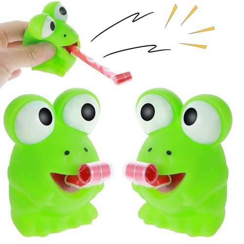 COMNICO Anti Stress Spielzeug 2 Stück Kreatives Stress-Frosch-Spielzeug mit Heraushängender Zunge Lustige Quetschspielzeug Stressabbau Sensorisches Spiel Angstabbau Spielzeug Originelle Gags Geschenke von COMNICO