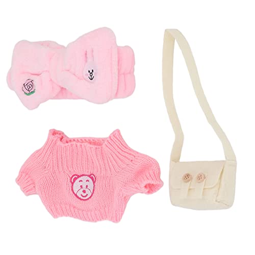 3-teiliges Plüschpuppen-Outfit-Set, Stirnband, Pullover, Umhängetasche, Rosa, Niedliches Dress Up für 30 cm Große Plüschtiere Als für Mädchen von COMTERVI