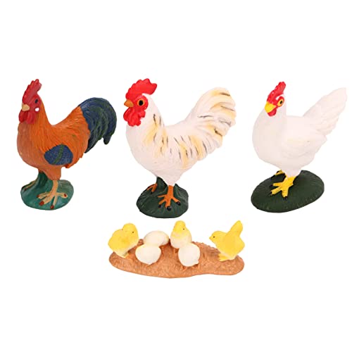 4 Stücke Bauernhof Huhn Tier Spielzeug Huhn Spielzeug Set Statue Simulierte Realistische Küken Hahn Huhn Modell Action-Figuren von COMTERVI