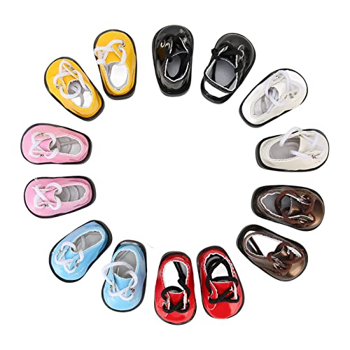 7 Paar Bunte Puppenschuhe aus Leder, Niedliche Ballpuppenschuhe für 20 cm Große Puppen, Puppenzubehör von COMTERVI