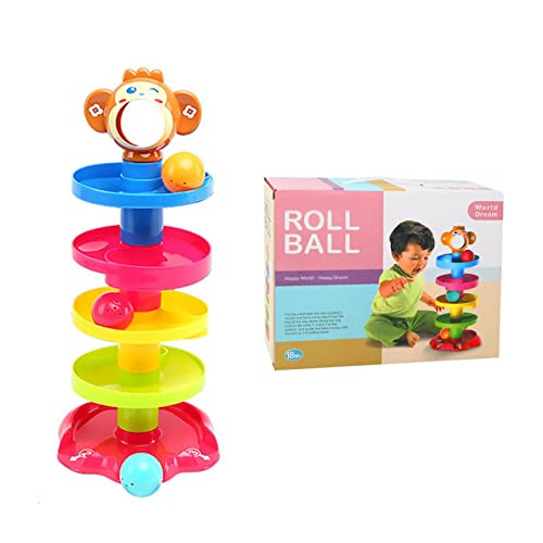 COMTERVI 5 Schichten Ball Drop Ball Ramp Ball Drop Spielzeug Bunter Rollender Ballturm Lustige Wirbelnde Katze Puzzlespiel Baby Lernspielzeug für 1 2 Jahre Alte Mädchen Kleinkinder von COMTERVI