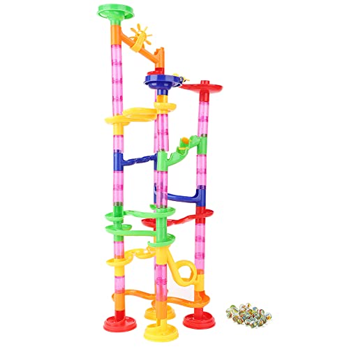 COMTERVI Marble Run Race Coaster Set, Marble Race Set Konstruktionsspielzeug Bausteine ​​Set Marble Run Race Coaster Labyrinth Spielzeug für (80 Stück) von COMTERVI