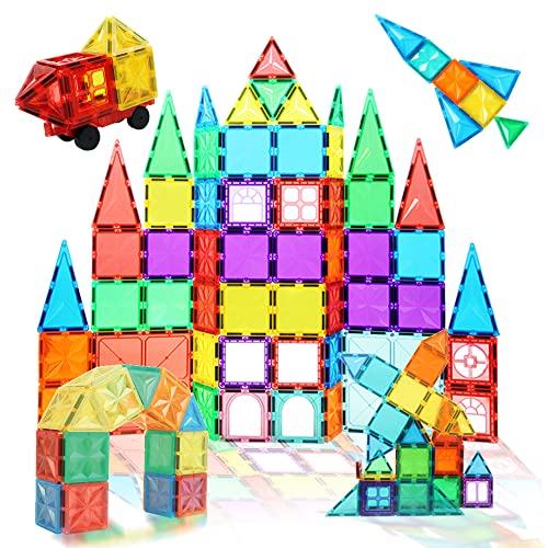 CONDIS Magnetische Bausteine 101 Teile, Magnetspielzeug Magnete Magnetbausteine Magneten Spielzeug Magnetspiele Set Tiles Fliesen Blöcke Geschenk für Kinder ab 3 4 5 6 7 Jahre Junge Mädchen von CONDIS