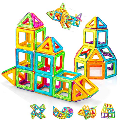 CONDIS Magnetische Bausteine 62 Teile, Magnetspielzeug Magneten Magnetbausteine Set Spielzeug Magnetspiele für Kinder Geschenk ab 3 4 5 6 7 8 Jahre Junge Mädchen Bauklötze Bausatz von CONDIS