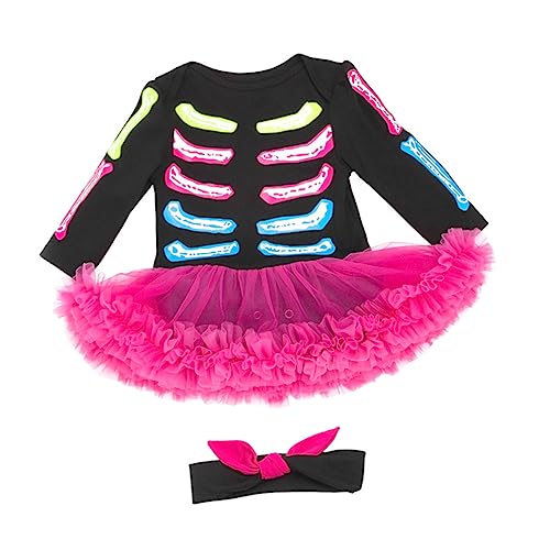 CONGARTENO 1 Satz Festival-Skelett-Kleid Babykostüm Neugeborenen-Outfits schwarzes kleid für kinder -Kit halloween costume halloween kleidung Babyrock Halloween-Spielanzug Baumwolle von CONGARTENO