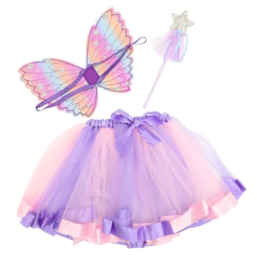 CONGARTENO 1 Satz Flügel verkleiden Requisiten Kinder fliegender Flügel Prinzessin Feenflügel halloween costume halloween kleidung Urlaub schöner Zauberstab Dekoration Kostüm Tuch Violet von CONGARTENO