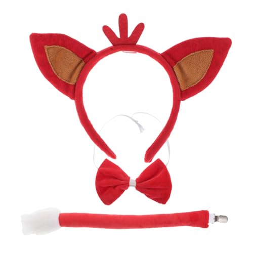 CONGARTENO 1 Satz Fuchs Stirnband Cosplay-fuchsohren Ohren Und Niedliches Haarband Mit Tierohren Fuchsschwanz Fuchsohren Für Frauen Fuchs Kostüm Für Fuchskleid Polyester Rot von CONGARTENO