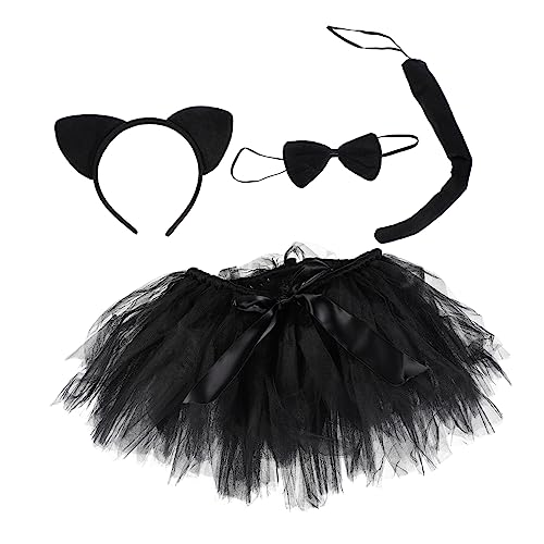 CONGARTENO 1 Satz Halloween Verkleiden Kinderkatzenschwanz Kinderkostüm Halloweenkostüm Cosplay-kostüme Cosplay-kleidung Für Kinder Kinderanzüge Rollenspiel-outfits Kleider Black -rock von CONGARTENO