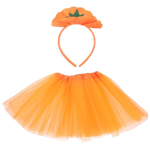 CONGARTENO 1 Satz Halloween-kürbis-set Kürbis-cosplay-kostüm Halloween-partyzubehör Halloween-kostüm Kürbis Haarband Kürbiskleid Halloween Flauschiger Tutu-rock Partydekorationen Orange Vlies von CONGARTENO