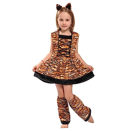 CONGARTENO 1 Satz Mädchenkostüm Cosplay-zubehör Mädchen Verkleiden Sich Cartoon-tierkostüm Mädchen Tiere Cosplay Kinder Cosplay Partykleid Tiger-cosplay-kostüm Outfit Für Mädchen Brown von CONGARTENO