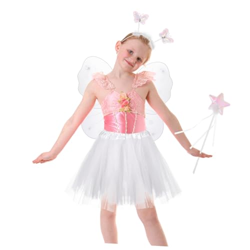 CONGARTENO 1 Satz Schmetterlingsflügel Vierteiliges Set Cosplay-kleid Für Kinder Tutu-rock Aus Tüll Schmetterlingsflügel Verkleiden Sich Halloween Kostüme Flügel Kinderkostüm Fee Stoff Weiß von CONGARTENO