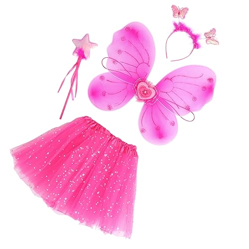 CONGARTENO 1 Set Schmetterlingsflügel Vierteiliges Set Mädchen Engelsflügel Party Kostümset Für Kinder Feenflügel Mädchen Schmetterlingsflügel Halloween Kleid Für Frauen von CONGARTENO