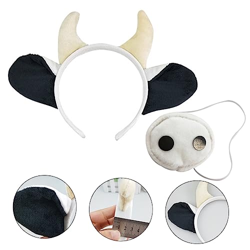 CONGARTENO 1 Set Schwarz Weißes Kuh Stirnband Haarschmuck Für Tiere Stirnband Fliege Kuhhorn Kopfbedeckung Milch Cosplay Kostüm Haargummis Mädchenkleidung Kristall von CONGARTENO