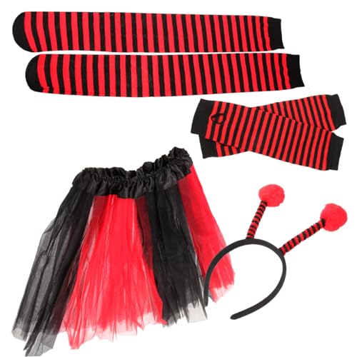 CONGARTENO 1 Set Strümpfe Für Marienkäfer Aufblasbare Handschuhe Mit Marienkäfer Kostümzubehör Marienkäfer Stirnband Und Handschuhe Tutu Kleid Girlanden Tüll Outfits Marienkäfer von CONGARTENO