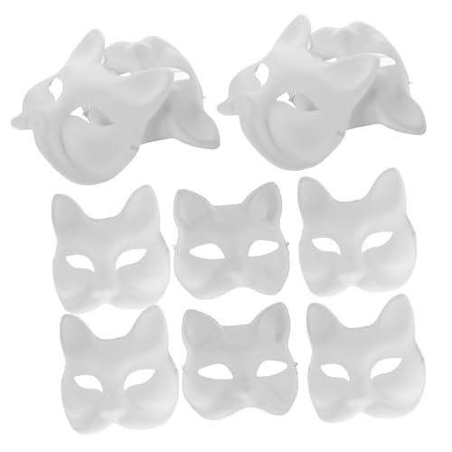 CONGARTENO 10St handbemalte Maske Maskerade-Maske Halloween-Cosplay-Masken DIY-Bastelmaske bemalbare Masken halloween maske masken für karneval Wolfsmaske japanische halbmaske Plastik Weiß von CONGARTENO