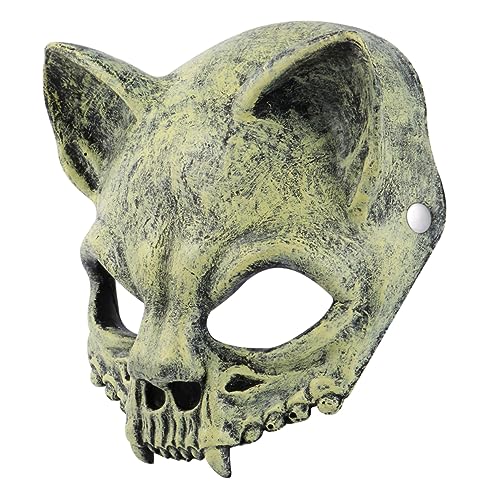 CONGARTENO 1stk Halloween-schädel-maske Cosplay-maske Halbes Halloween Tierisches Gesicht Kostümmaske Für Halloween Halloween-cosplay-gesichtsabdeckung Kopfmaske Gespenstisch Pu-schaum Yellow von CONGARTENO