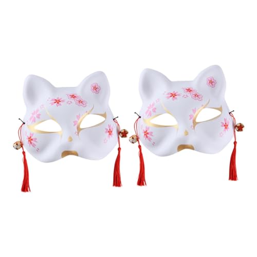 CONGARTENO 2 Stück Japanische Fuchs-halbmaske, Cosplay-party-maske, Halbe Gesichts-fuchs-muster-maske, Bühnenauftritte, Kunststoff-maske, Traditionelle Maske von CONGARTENO