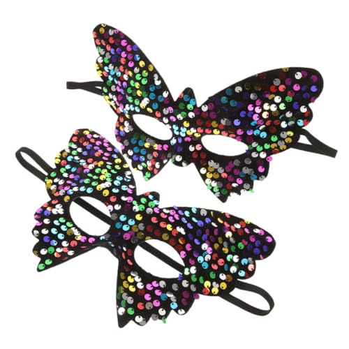 CONGARTENO 2 Stück Schmetterling-maskerade-maske Mit Gummiband, Pailletten, Venezianische Maske, Halbe Gesichtsmaske Für Halloween, Abschlussball, Karneval, Kostümpartys von CONGARTENO