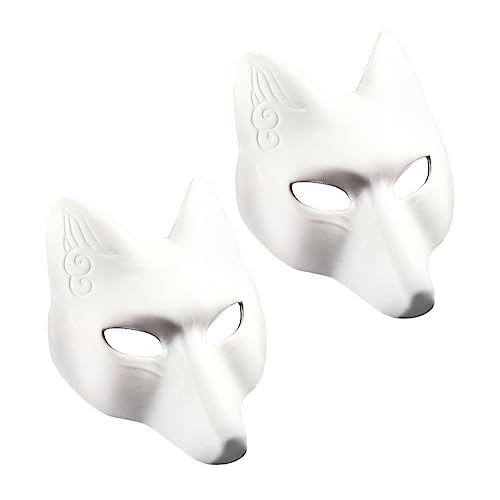 CONGARTENO 2St Fuchs Maske halloween masken halloweenmaske Stand out mask Party mask Attractive mask Weiße Bastelmaske aus Pappmaché Tiermaske panit Abs Cartoon-Partymaske Halloween-Maske Eva von CONGARTENO