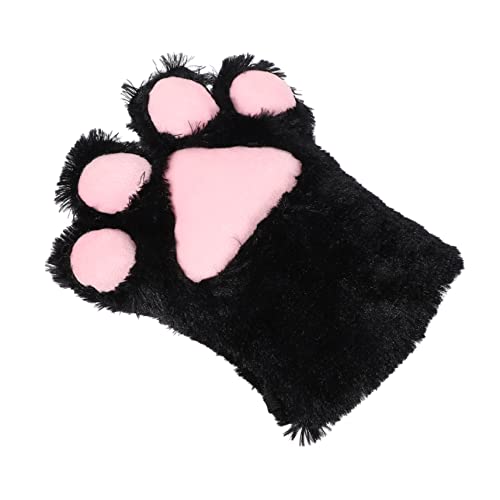 CONGARTENO 2st Bärenklauenhandschuhe Winterhandschuhe Cosplay-zubehör Fingerlose Handschuhe Flauschige Plüschhandschuhe Leistungszubehör Handschuhe Mit Pfote Fuchs Hochwertiger Pv-samt Black von CONGARTENO