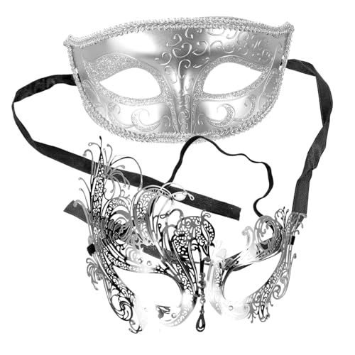 CONGARTENO 2st Festival-party-maske Karneval-cosplay-maske Retro-maske Halbes Kostüm Maskenball Masken Halloween-kostümmaske Venezianische Masken Tanzparty Paar Maskerade Kostüm Maske Metall von CONGARTENO