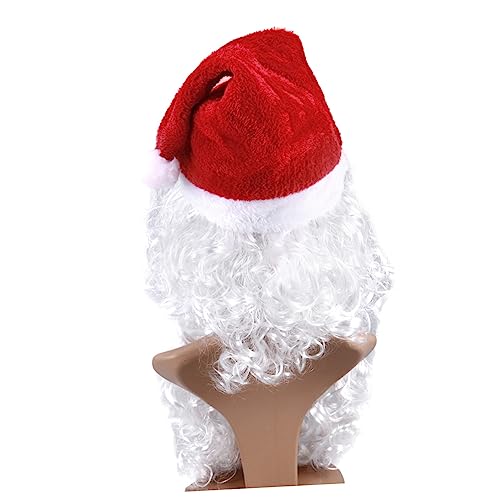 CONGARTENO 3st Weihnachtsmann Perücke Santa Outfit Bart Weihnachtsmannkostüm Gefälschter Weihnachtsmann-Schnurrbart Weihnachtsrote Weihnachtsmütze Weihnachtsmann Gefälschte Perücke von CONGARTENO