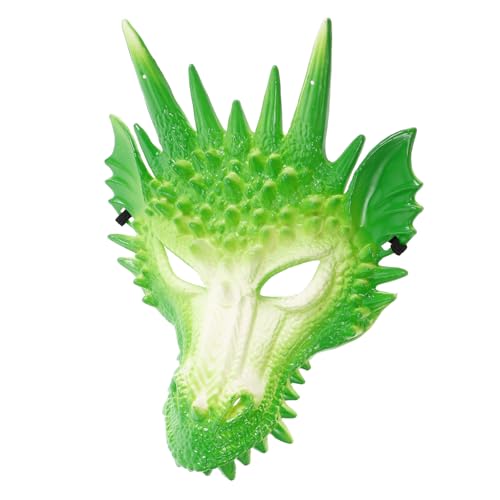 CONGARTENO Drachenkopfmaske Cosplay-tiermaske Karneval Drachenkopf Maske Drachenmaske Für Kinder Drachenmaske Für Party Karnevalspartymaske Halloween-drachenkostüm Tierkopfmaske Green Plastik von CONGARTENO