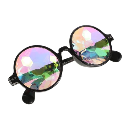 CONGARTENO Gläser Liebesförmige Kaleidoskopbrille Retro Alien-brille Rave-brille Led Kaleidoskope Kaleidoskop-brille Glühen Sonnenbrille Halloween-neuheitsbrille Zubehör Black Stk von CONGARTENO