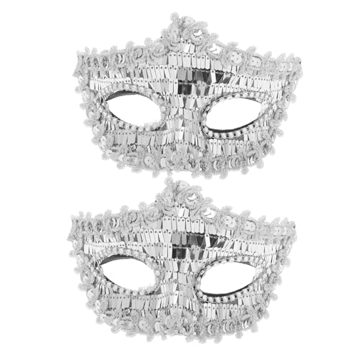 CONGARTENO Maske verkleiden Karnevalsmaske silberne Maske Maskenmaske für Paare weibliche Maske Halloween-Maske Frauenmaske Plastikmaske venezianische Augenmaske Kostüm Maske PVC Silver von CONGARTENO