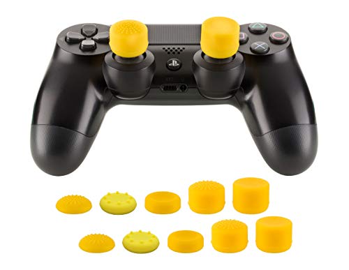 CONTROLLER PLANET® PRO-Aiming Stick Aufsätze [10er Set] für PS4 (Gelb) | Analogstick Schutzkappen Thumbstick Grips + erhöhte Controller Aufsätze für bessere Präzision von CONTROLLER PLANET