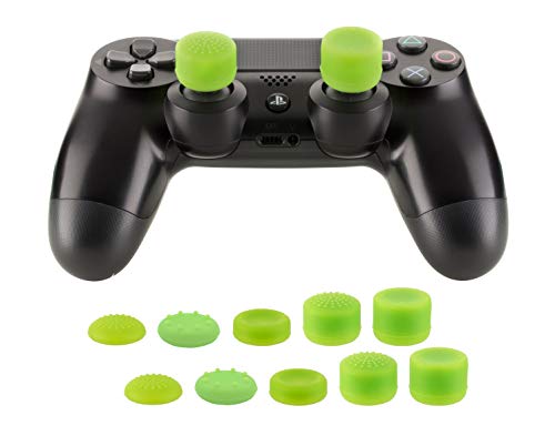 CONTROLLER PLANET® PRO-Aiming Stick Aufsätze [10er Set] für PS4 (Grün) | Analogstick Schutzkappen Thumbstick Grips + erhöhte Controller Aufsätze für bessere Präzision von CONTROLLER PLANET