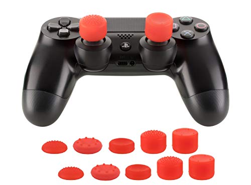 CONTROLLER PLANET® PRO-Aiming Stick Aufsätze [10er Set] für PS4 (Rot) | Analogstick Schutzkappen Thumbstick Grips + erhöhte Controller Aufsätze für bessere Präzision von CONTROLLER PLANET