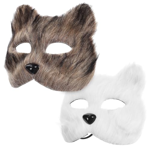 COOLHIYA 2 Stück Tiermaske Pelzige Maske Party Zubehör Maskerade Maske Dekor Halloween Maske Fuchs Weiße Fuchs Maske Pelziges Kostüm Dekorative Masken Maskerade Cosplay Maske von COOLHIYA