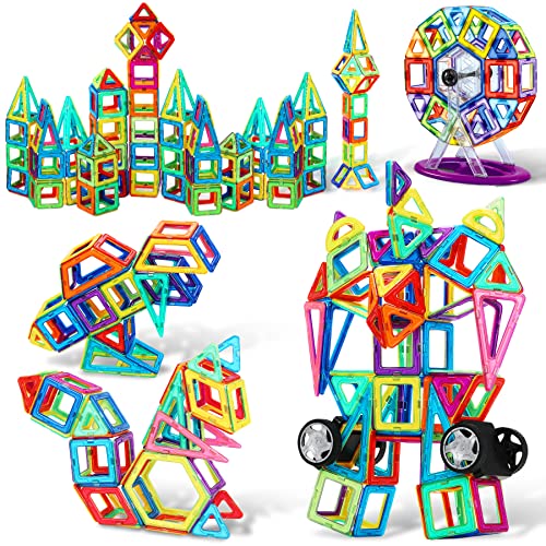 COOLJOY Magnetische Bausteine | Magnet Spielzeug Kinder für Jungen und Mädchen ab 3 4 5 6 7 8 Jahren | Magnetbausteine Magnet Auto Spielzeug 117PCS für Weihnachten Geburtstags Geschenk von COOLJOY