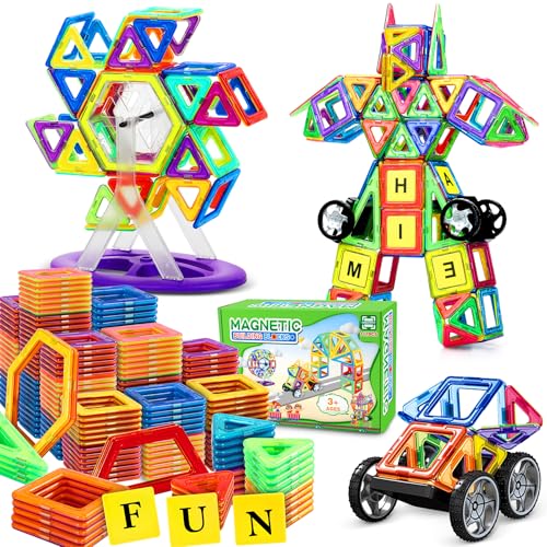 COOLJOY Magnetische Bausteine | Magnet Spielzeug Kinder für Jungen und Mädchen ab 3 4 5 6 7 8 Jahren | Magnetbausteine Magnet Auto Spielzeug 117PCS für Weihnachten Geburtstags Geschenk von COOLJOY