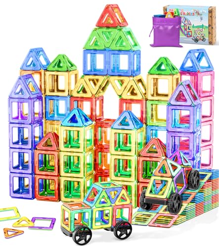 COOLJOYA Magnetische Bausteine 50 Teile, Magnetspiel STEM Magnetbausteine, Montessori Spielzeug ab 3 Jahre, Magnete Kinder ab 3 4 5 6 7 Jahren für Jungen und Mädchen von COOLJOYA